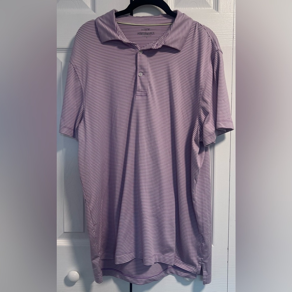 J. Crew Factory Purple and White Performance Polo